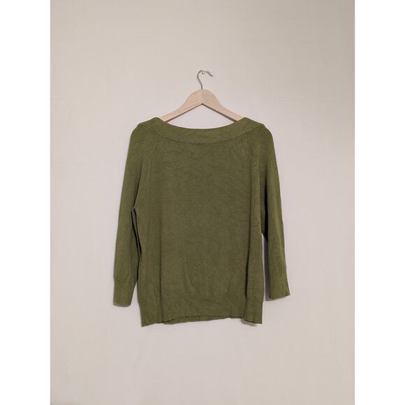 Valerie Stevens women's green sweater with bow size large (C10) - Picture 2 of 3